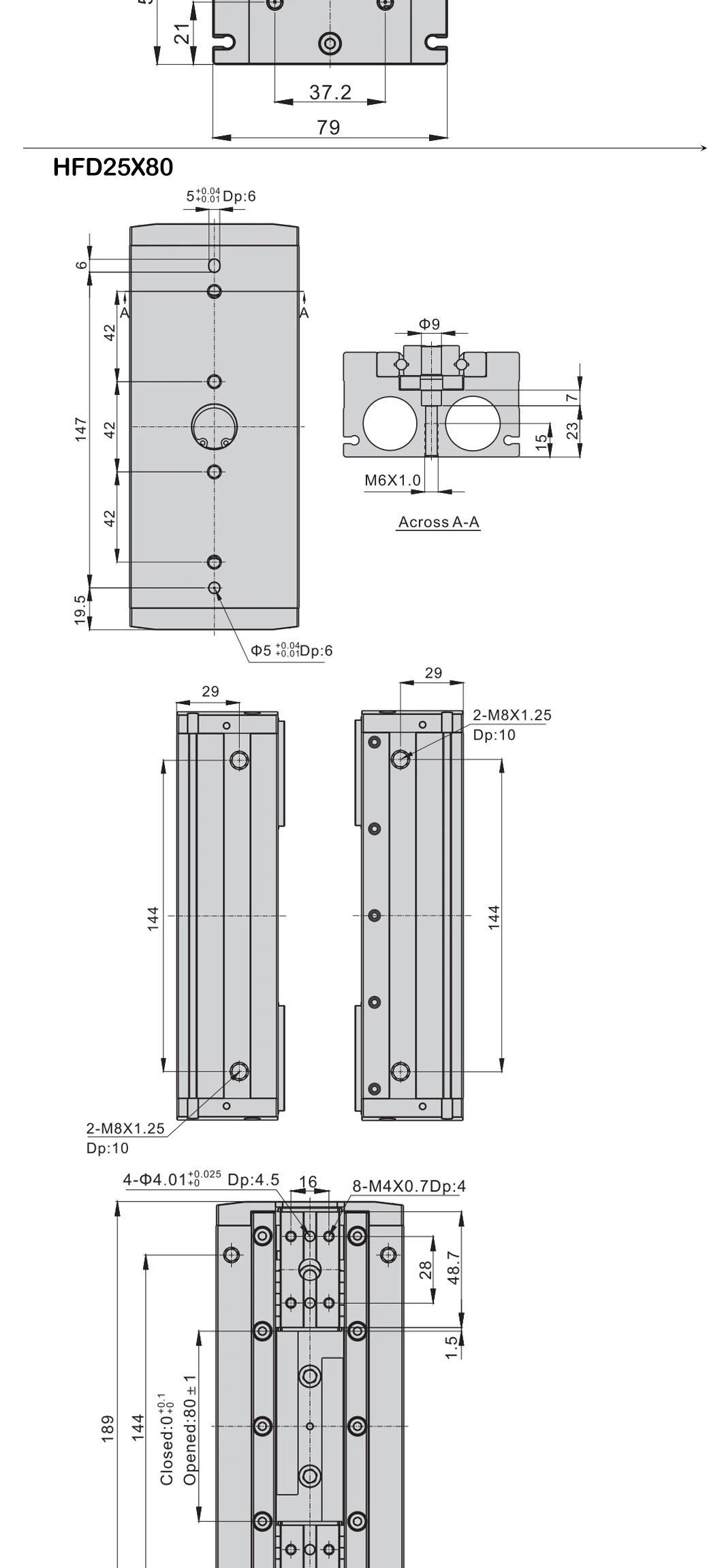 Hochwertige HFD8X8/8X15/8X30/12X10/12X25/12X50/16X30/16X60 Luftklemm-Führungsschiene Schiebetisch-Klemmvorrichtung Fingerzylinder – Detail 18