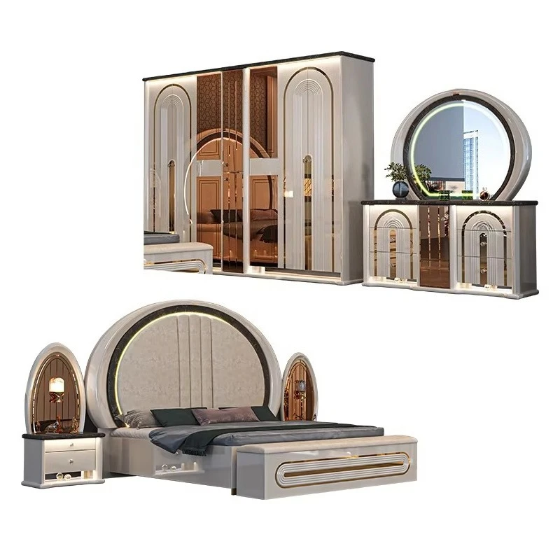 

sg-Modern Style Wholesale Complete Wooden Bedroom Set Double Bed Room Wood Frame Luxury Home king Size Bedroom Furniture Set&