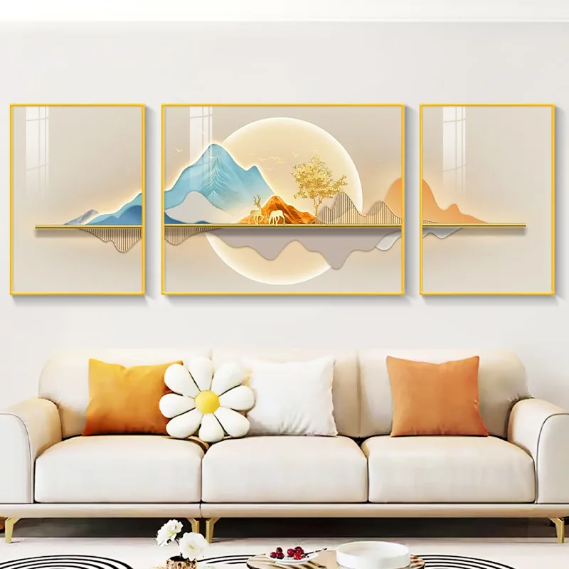 Modern simple abstract back against Jinshan decoration living room sofa background wall canvas painting