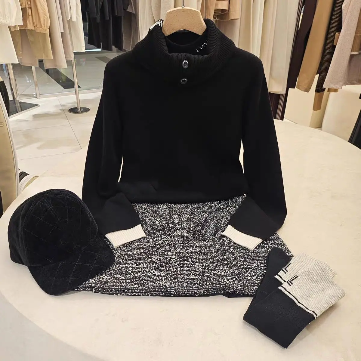 ملابس جولف نسائية جديدة: بلوزة محبوكة بأكمام طويلة وياقة مدورة متعددة الاستخدامات مع أدفأ للرقبة للراحة #3