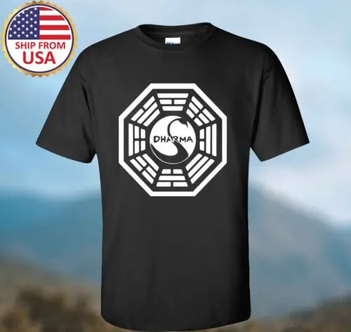 Dharma Initiative TV Series Men's Black T-shirt Size S-3XL