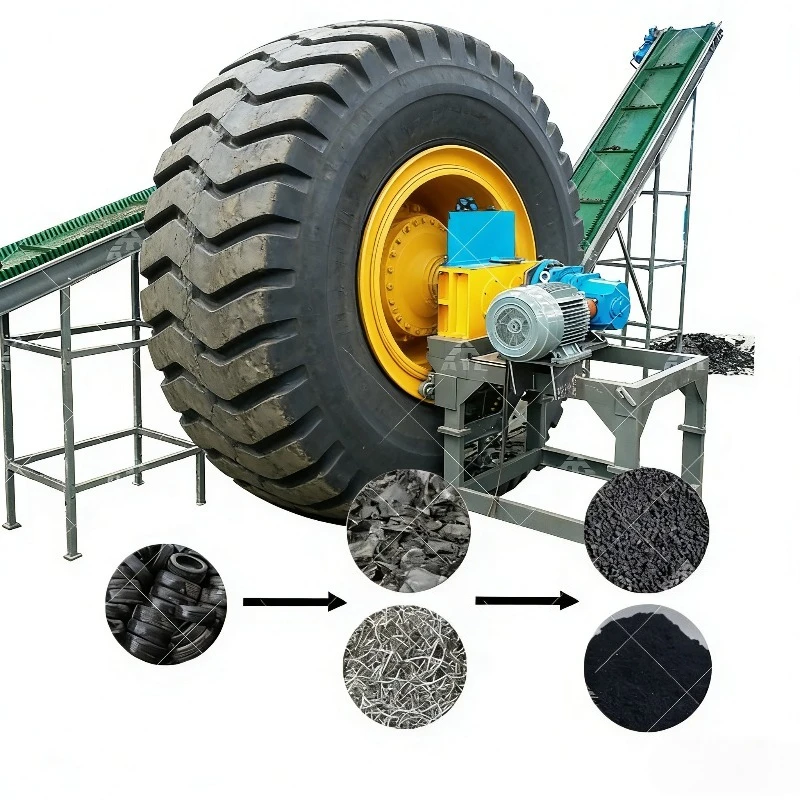 Automatic Tire Recycling Line 400-2000kg/h Waste Tyre Shredder Rubber Crumb Granulator Plant CE Certified Steel Wire Separator