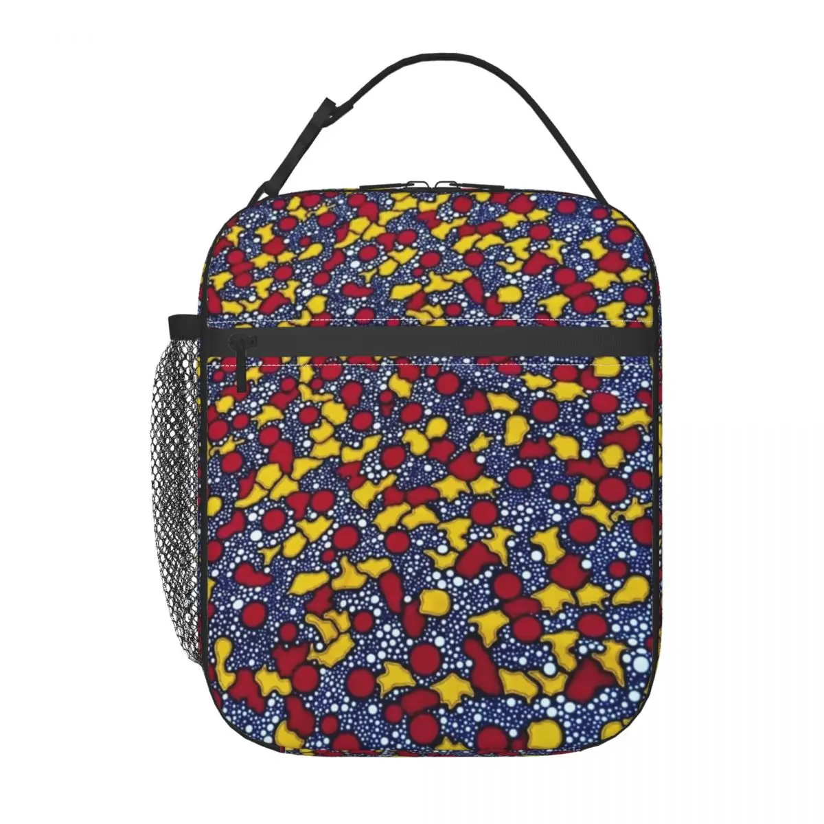 Insulated Lunch Bags African Print Inspired Digital Merch Geometric Ankara Red Lunch Container  Cooler Thermal Lunch Box