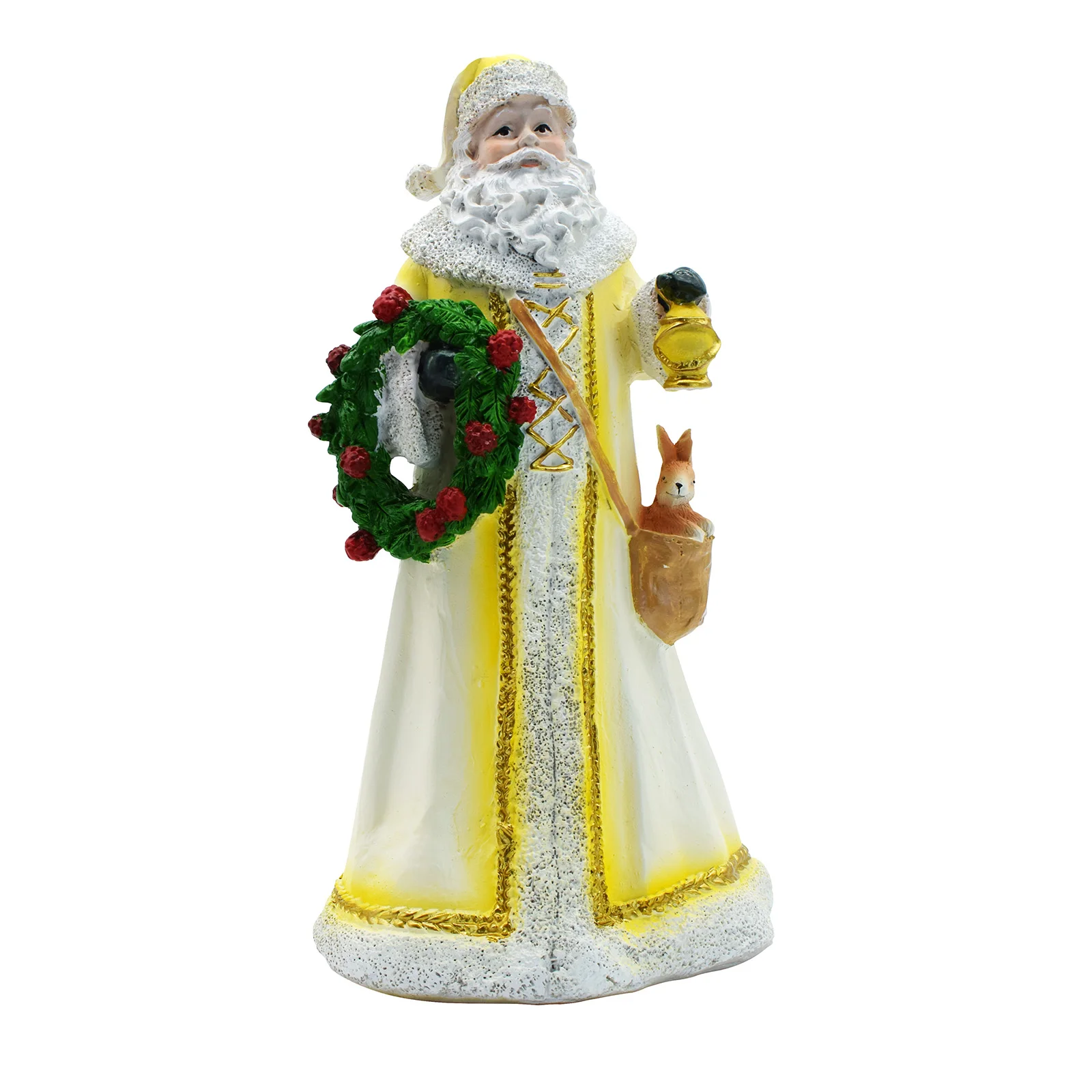 Santa Claus Figurine With Lantern Bunny Bag Wreath Random Color Cute Xmas Tabletop Mantel Holiday Home Decor Gift Ornament