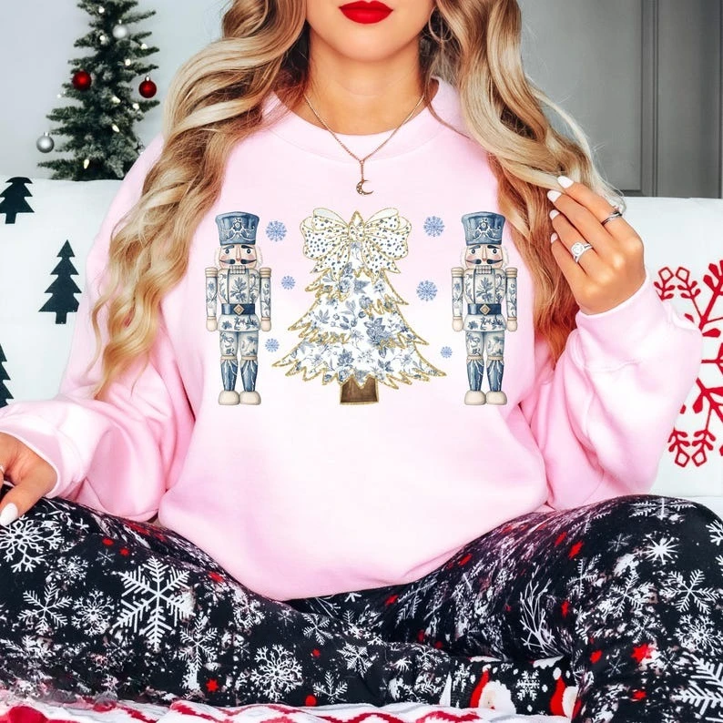 Chinoiserie كسارة البندق أشجار عيد الميلاد البلوز للنساء هدية لطيف أمي أعلى الحرارية هوديي طويلة الأكمام ملابس رياضية السترة #1