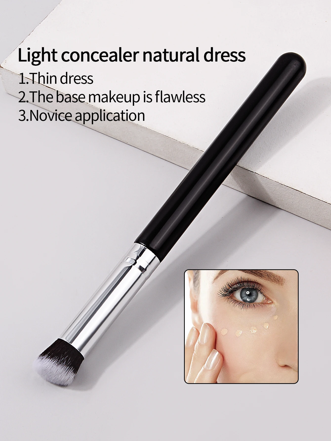 2 uds 270 brocha correctora de cabeza redonda, brocha para base, brocha de maquillaje de cerdas suaves multifuncional, brocha para colorete, herramientas de maquillaje