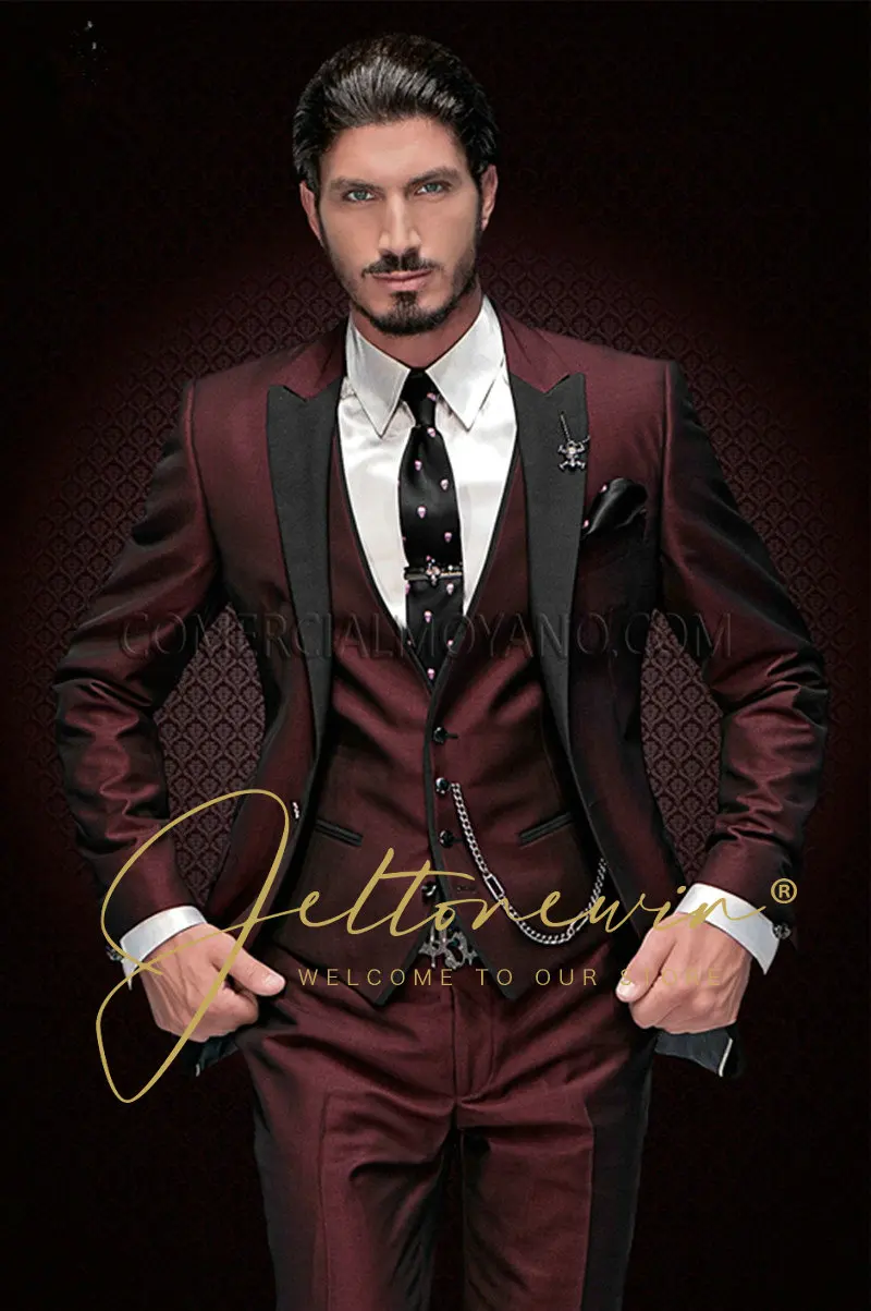 

Men Suits 3 Pieces Slim Fit Business Suits Groom Tuxedos for Formal Wedding Suit Blazer Pants Vest Wedding Suits For Men Terno