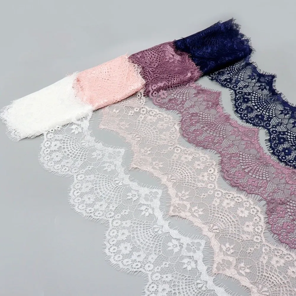 3 Yard Lace Trim Ribbon Soft Texture Cuttable Eyelash Lace Fabric Floral Pattern 9.5cm Wide Decorative Lace Edging Wedding Decor
