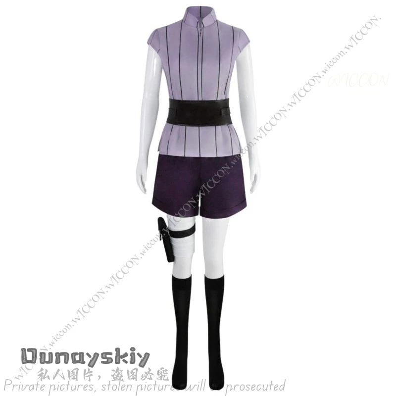 Disfraz de Hyuga Hinata, peluca, diadema, trajes de mujer, traje de fiesta de Carnaval de Halloween, conjunto de traje de Carnaval de Halloween Uzumaki Hinata