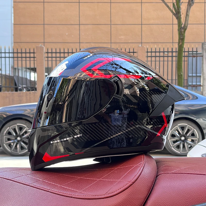 Full face racing safety helmet winter warm double sunshade motorcycle helmet motorcycle off-road helmet