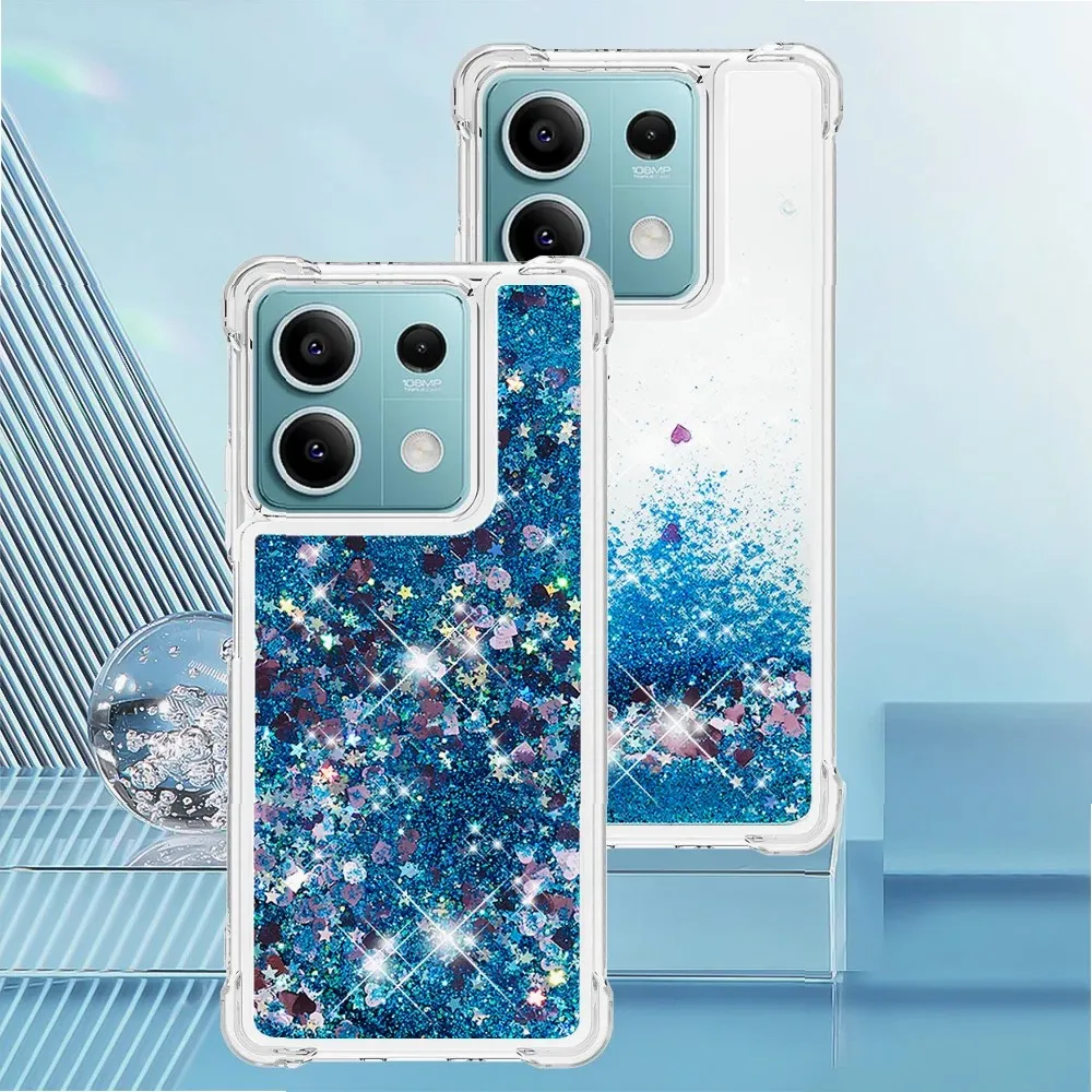 Glitzer-Flüssig-Quicksand-Handyhülle für Xiaomi 14T 13T Redmi Note 13 Pro Poco X6, Sturzsichere Transparente Niedliche Schutzhülle
