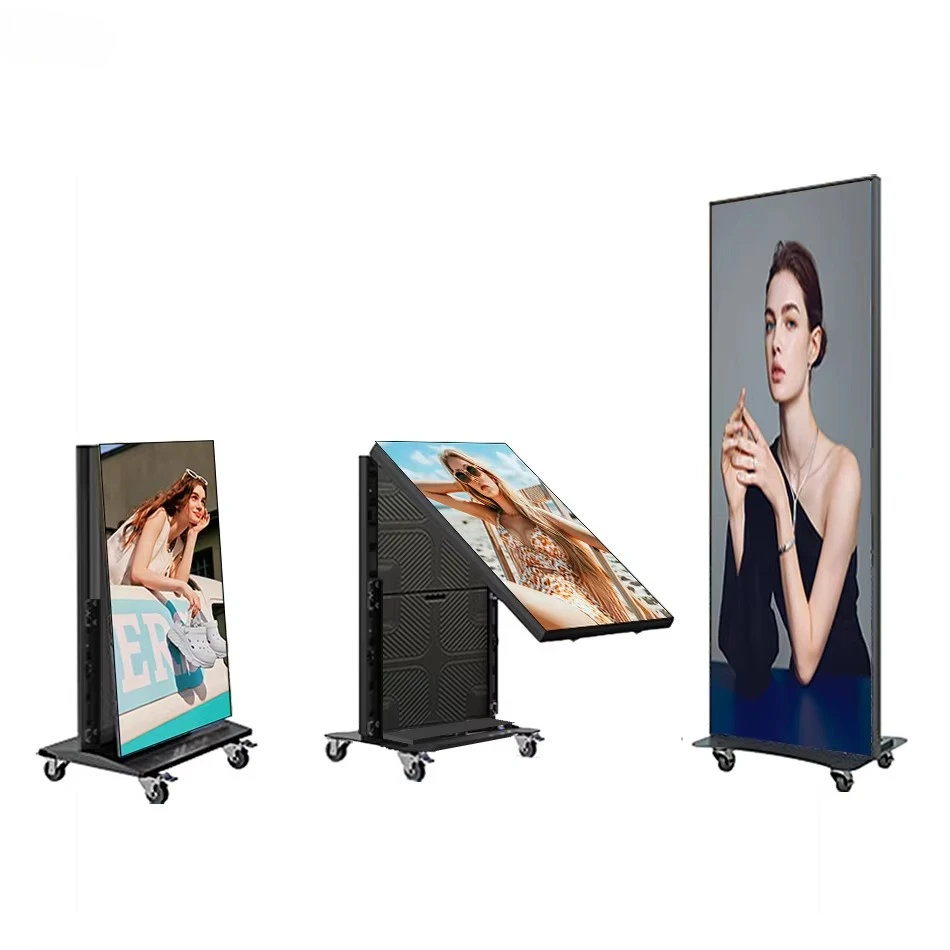Outdoor Indoor Movable Waterproof Foldable Digital Advertising Stand LED Poster Display Screen SDK For Store Business