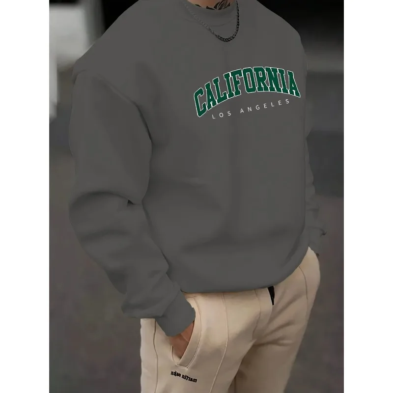 سترة بقلنسوة برقبة دائرية بحروف كاليفورنيا للجنسين من العلامة التجارية العصرية لعام 2025 لفصل الربيع والخريف، بلوزة فضفاضة وغير رسمية متعددة الاستخدامات