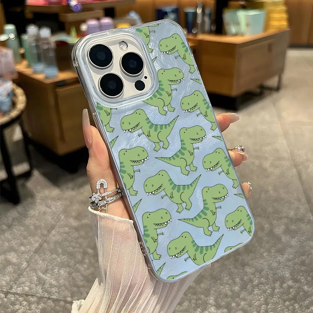 Pequeno dinossauro animação caso de telefone padrão glaciar caso de telefone para iphone 15 16 max 11 12 mini 13 pro x max 14 plus xs capa