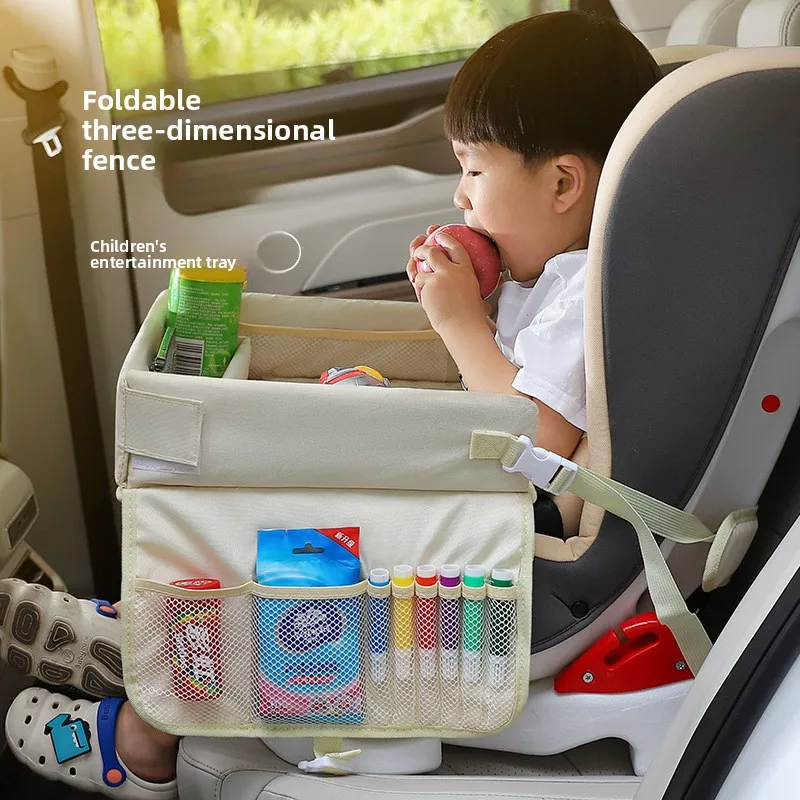 Car Child Safety Seat Tray Multi Functional Dining Table Waterproof Storage Baby Stroller for Kids Travel Essential