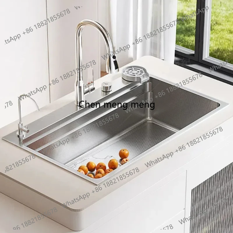 

Кухонная мойка из нержавеющей стали с гранулированным рисунком, большая одинарная чаша для мытья посуды и овощей, слив с левой стороны
