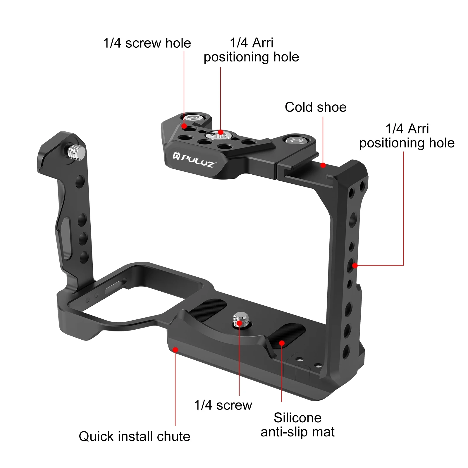 PULUZ Video Camera Cage For Sony ILME-FX30 / FX3 for Sony Camera Metal Cage Stabilizer Rig with NOTA Slider