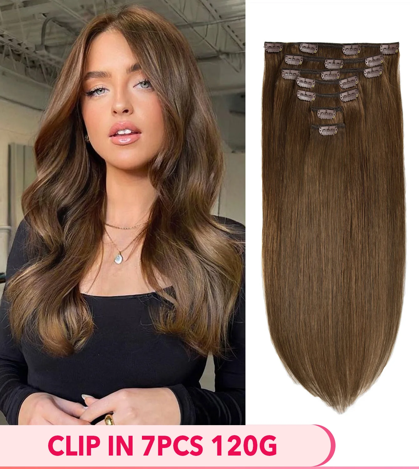 本物の人毛エクステンション 7 個クリップヘアエクステンション人毛 120 グラムダブル横糸ヘアエクステンション人毛女性のための