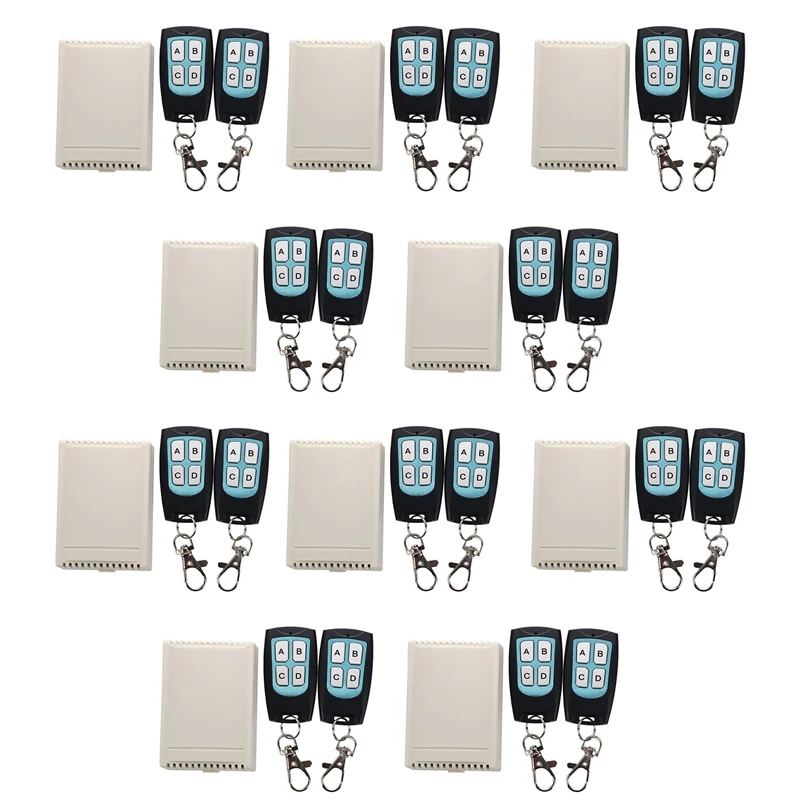 

10X DC 12V 4 Channel 200M Wireless RF Remote Control Switch 2 Transmitter + Receiver