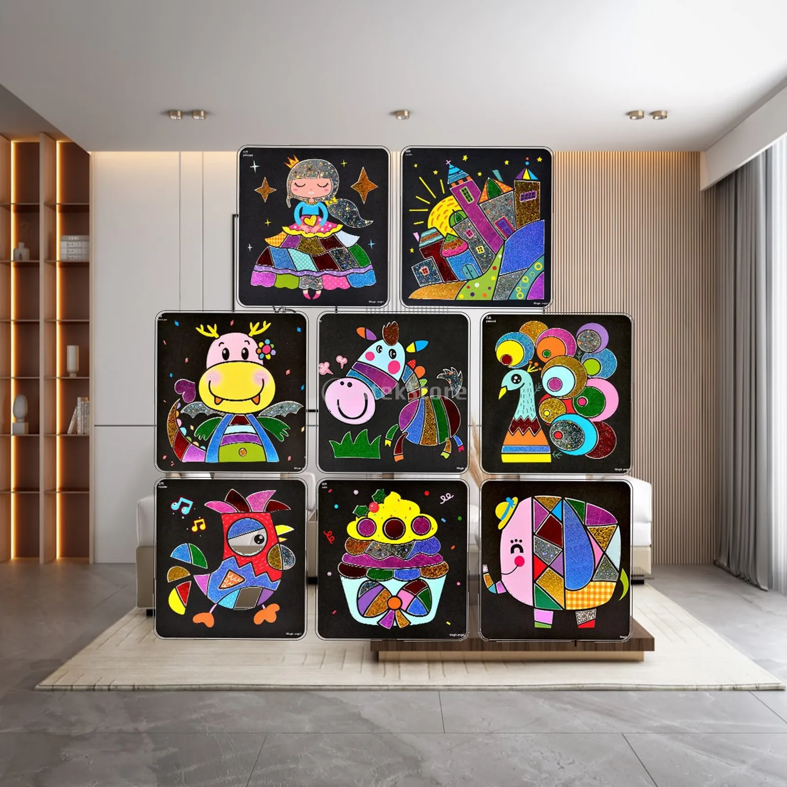 Kids DIY Cartoon Magical Transfer Painting Craft Kit Children Educational Art Toys Creative Learning Drawing Sticker Paper