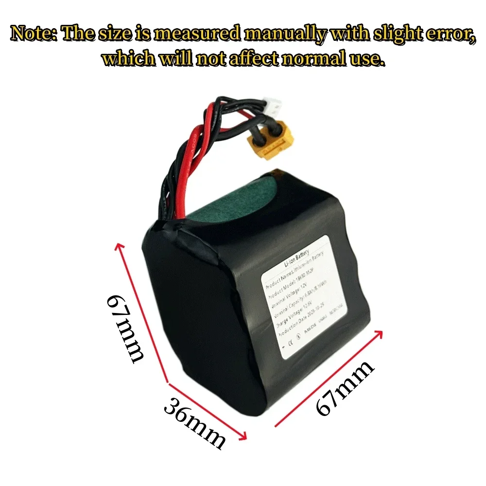 3S2P 12V 6.8Ah High Capacity UAV Rechargeable 12.6V Li-ion Battery for Various RC Airplane Drone Quadrotor XH2.54-4P XT60