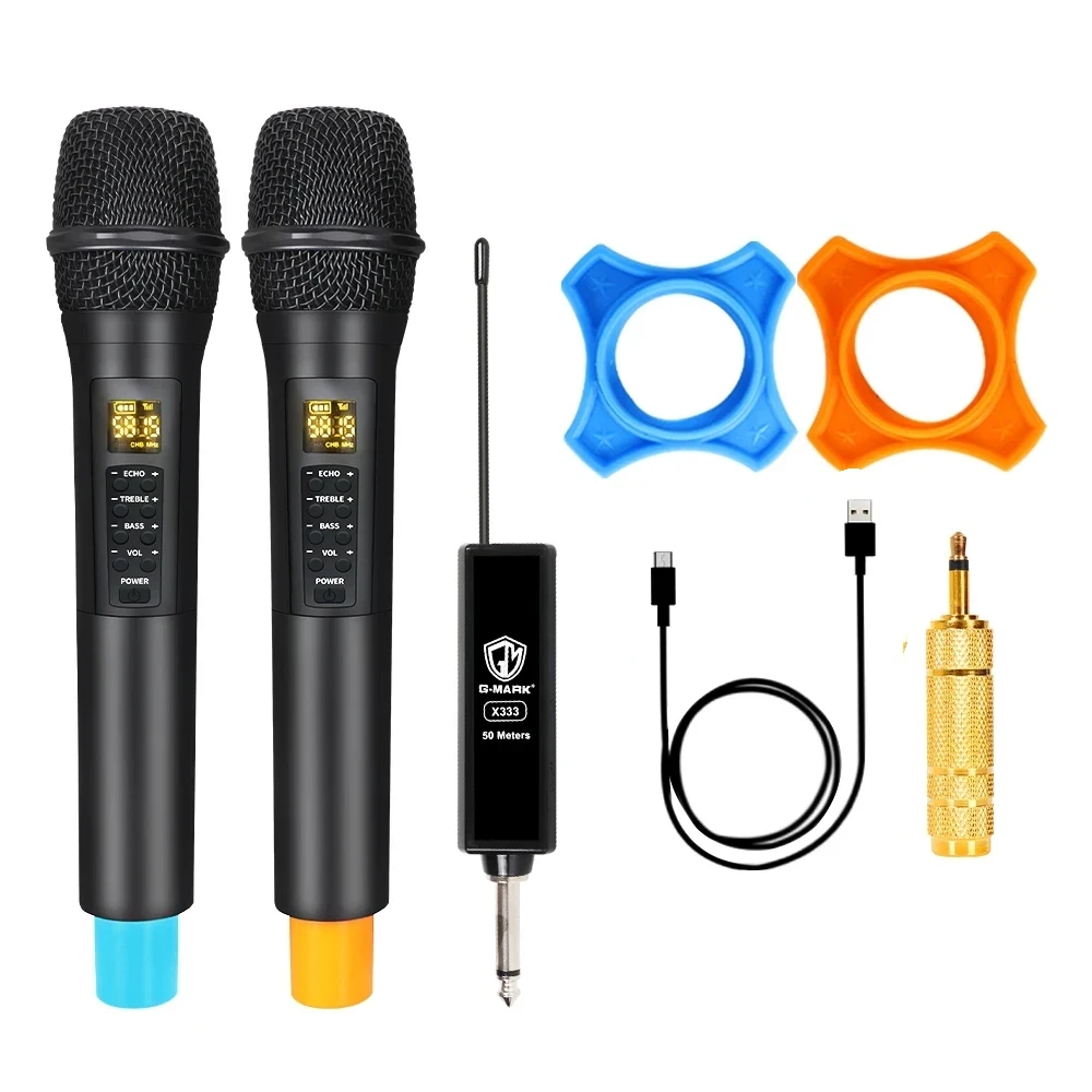 

Wireless Microphone G-MARK X333 Recording Karaoke Dynamic Echo Mic Lithium Battery For Party Church Show Square Meeting