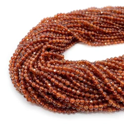 Natural Stone Beads Orange Garnet Loose Spacer Beads for Jewelry Making DIY Bracelets Necklaces Facet Round Garnet Accessories