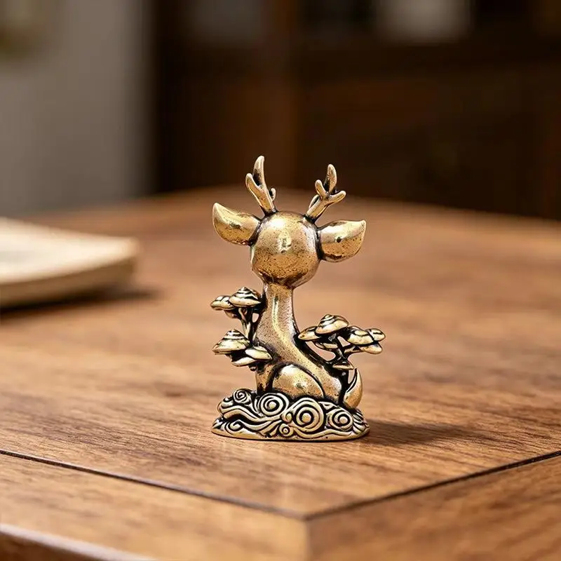 Hirschfigur aus Messing, exquisites Mini-Teetier-Ornament, kreatives kleines Dekor für Büro, Schreibtisch, Zuhause, Geschenk. – Detail 12