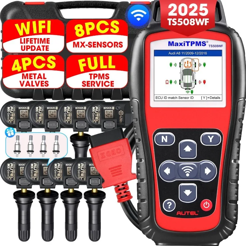 

Autel MaxiTPMS TS508WF KIT, 2025 TPMS Programming Relearn Tool, WiFi Ver.TPMS Scan Tool w/$300 8PCS Sensor &4PCS Valves