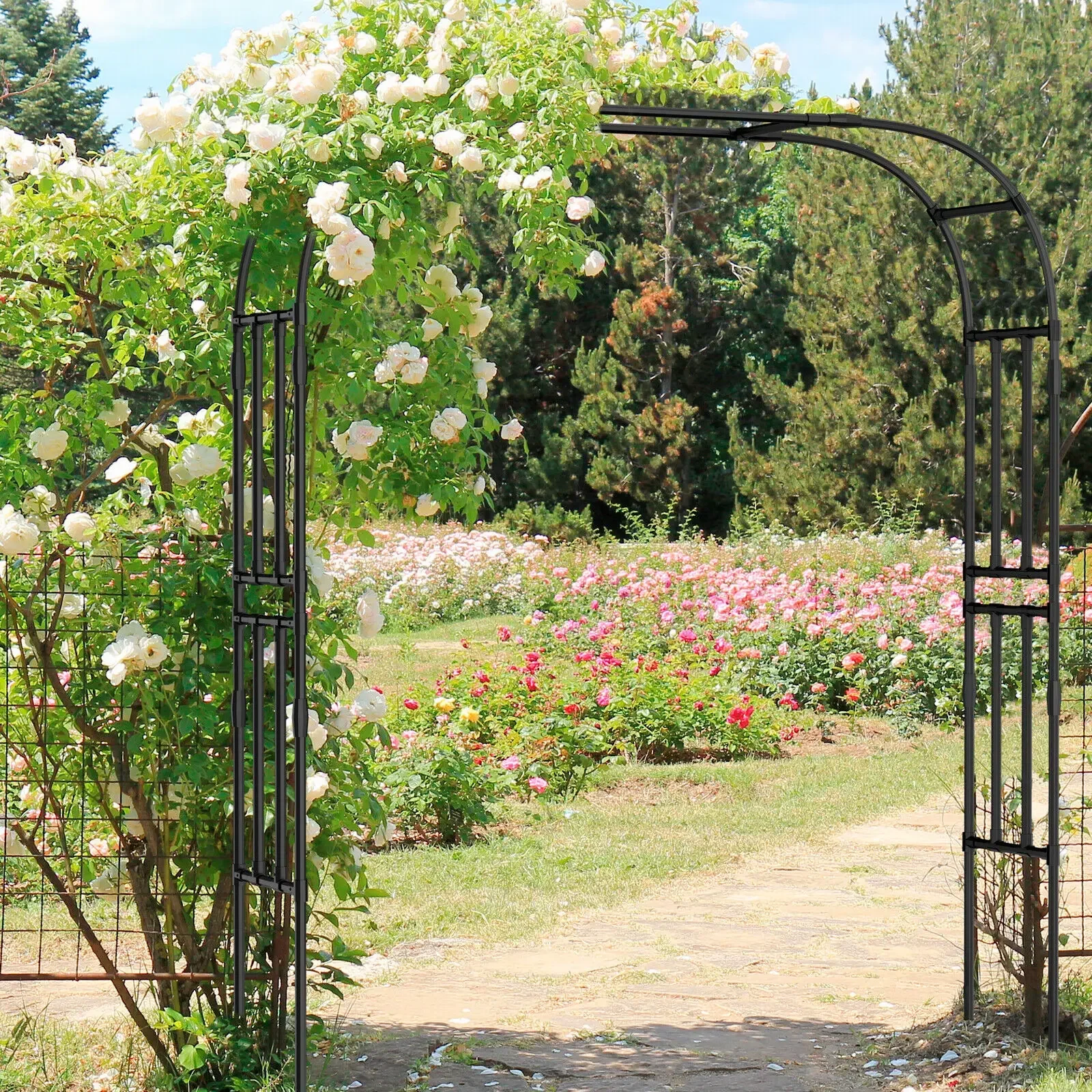 

Outdoor Metal Garden Arch Arbor Garden Trellis For Climbing Plant Wedding 87x79"