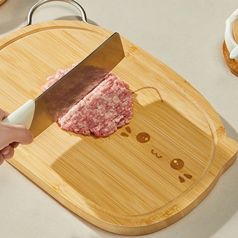 Chopping Board For Home Kitchen Cutting Vegetables And Fruits Double-sided Food Grade Bamboo Chopping Board With Handle