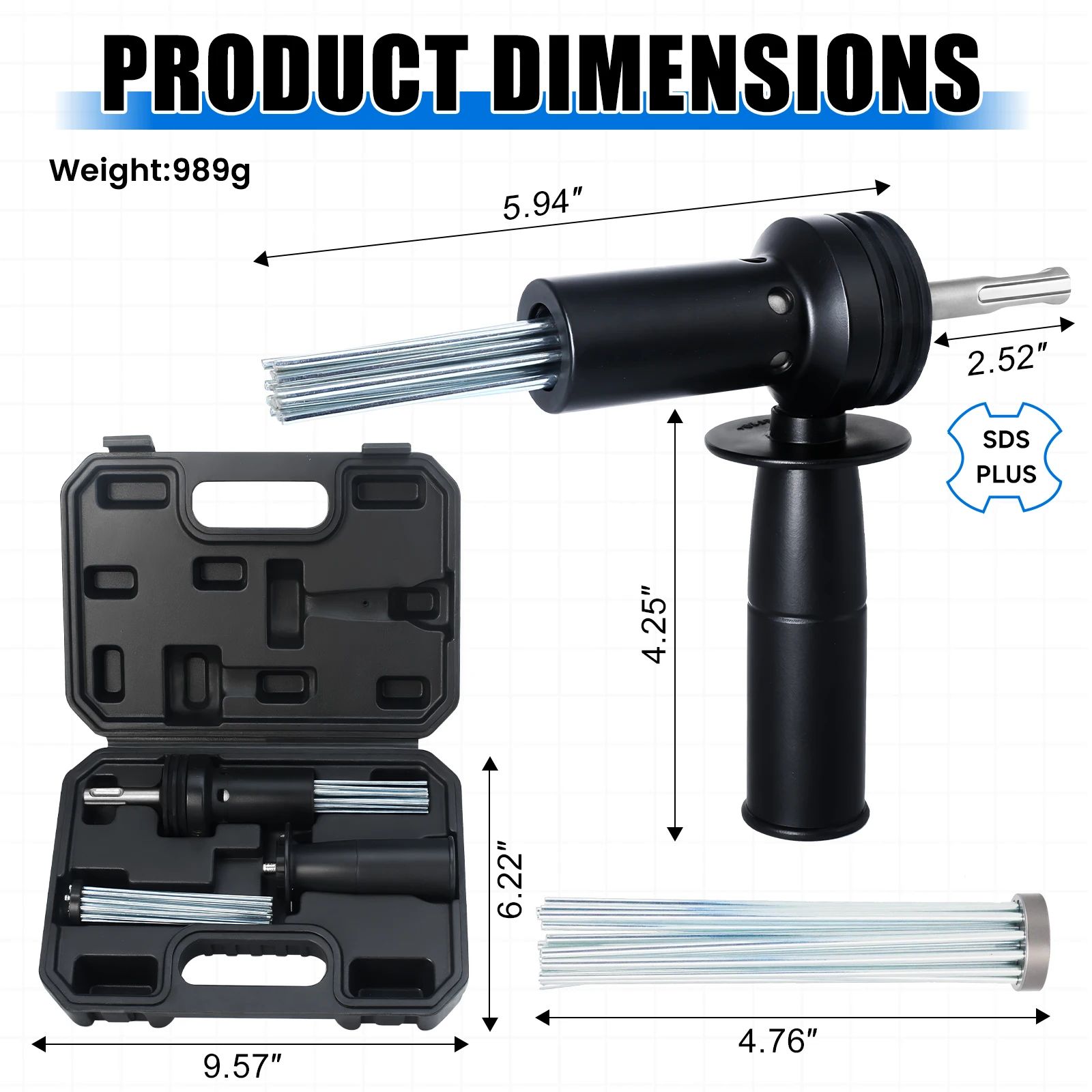 SDS Plus Hammer Drill Adapter 18-Prong Electric Needle Scaler for Paint Stripping Rust Concrete Removal Air Tool Alternative