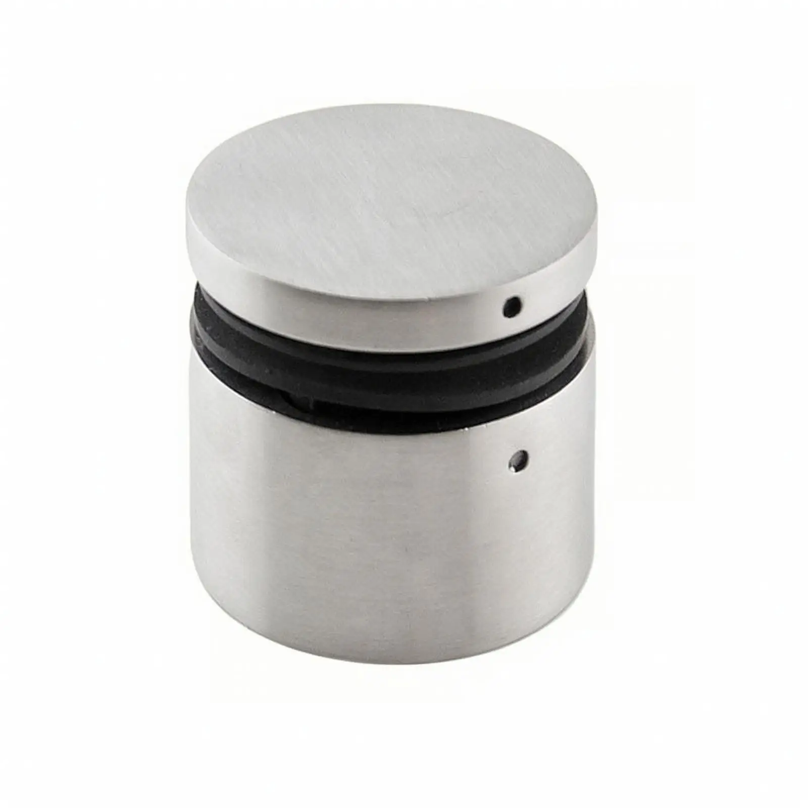 Firm Glass Clamp with Rubber Gasket | Brushed Stainless Steel, Compact Cylindrical Design, for Poolside