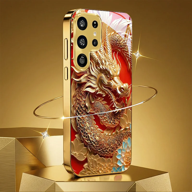 Jinlong Xiyuzhu electroplated tempered glass phone case is suitable for Samsung Galaxy S26/S26+/S26 Ultra/S25/S25+/S25 Ultra/S24