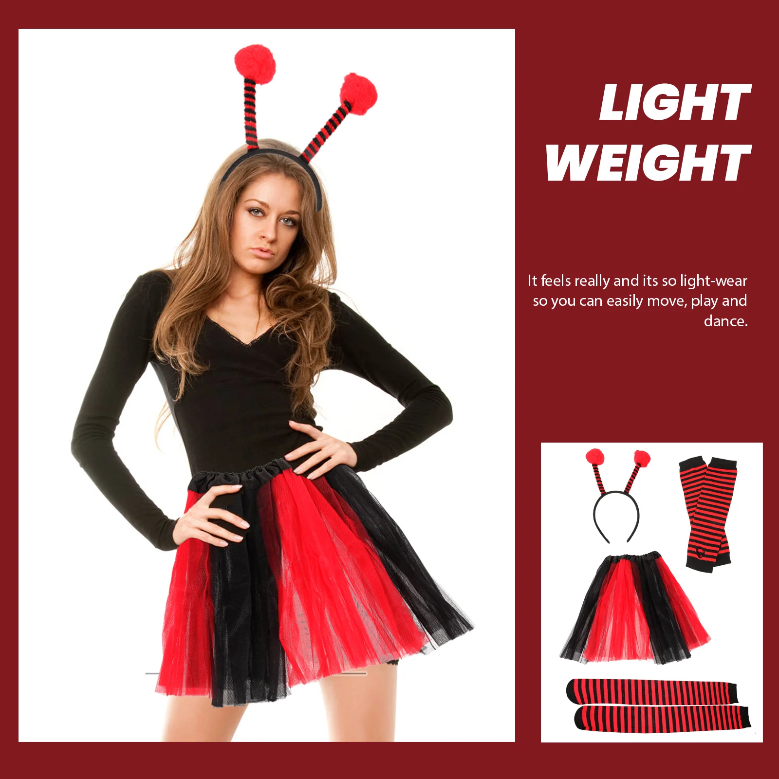 Kostium Biedronka Opaska na głowę Spódnica Tutu Pończochy Rękawy Skrzydła Pszczoły Stroje dla dorosłych Owady Nowość Akcesoria Kostiumowe Rekwizyty Dekoracje