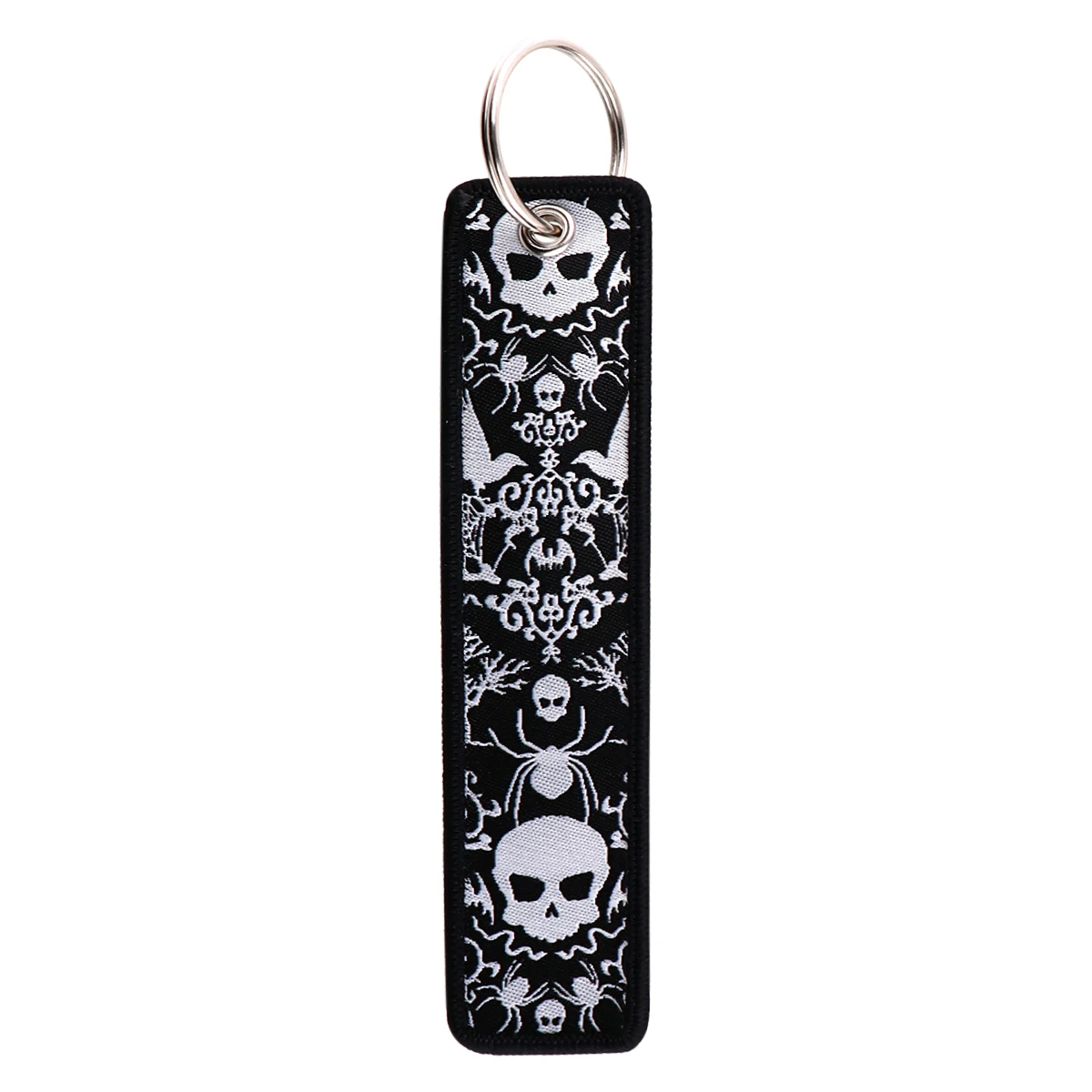 Skull Key Fobs Punk Embroidered Key Tags Keychains for Women Men Car Keyring Accessories Fashion Jewelry Halloween Gift