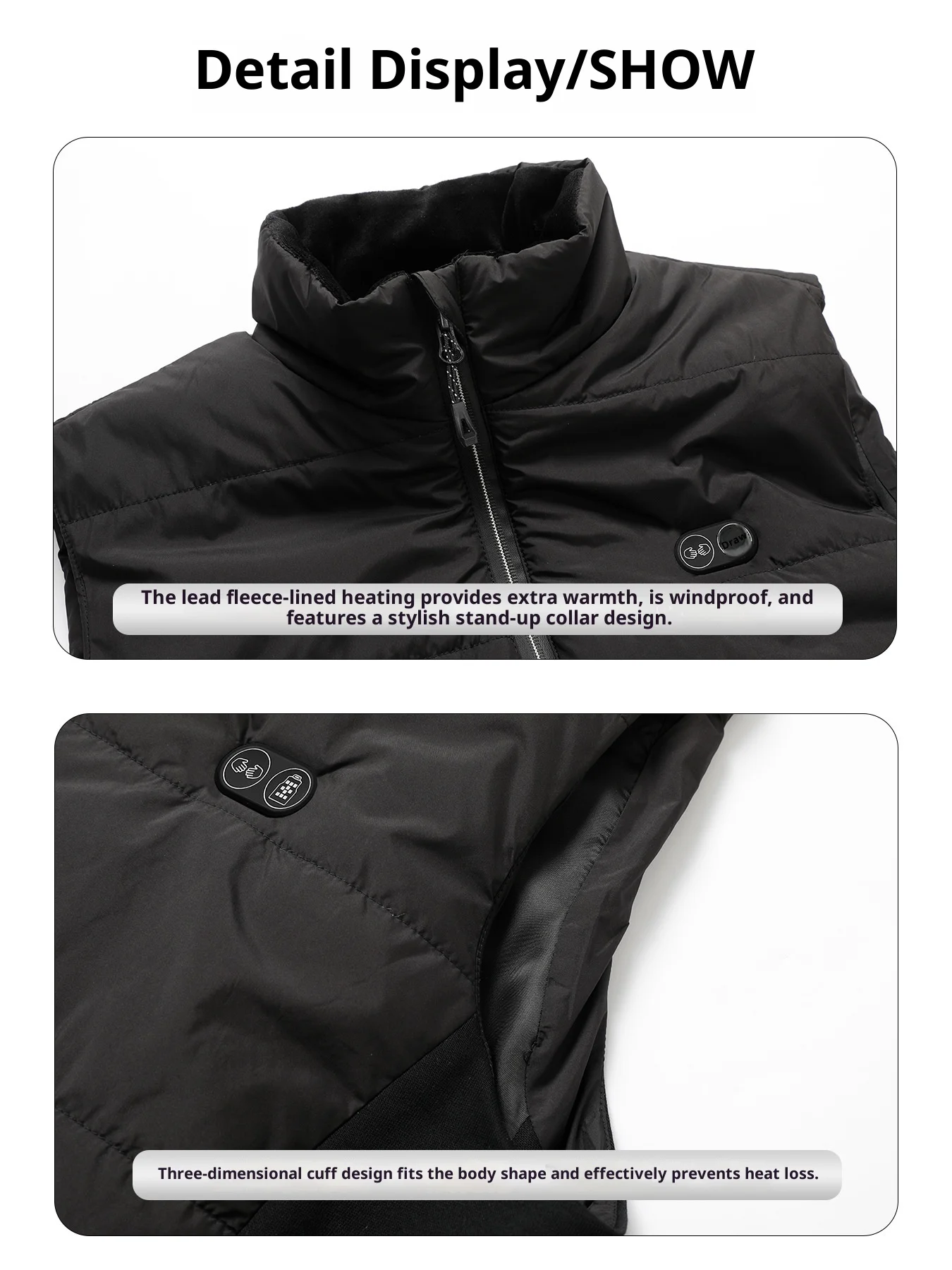 Neue Smart Heizung Weste Männer Frauen 17 Zonen Dual Control Temperatur Fleece Stehkragen USB Elektrische Thermische Winter Weste – Detail 17