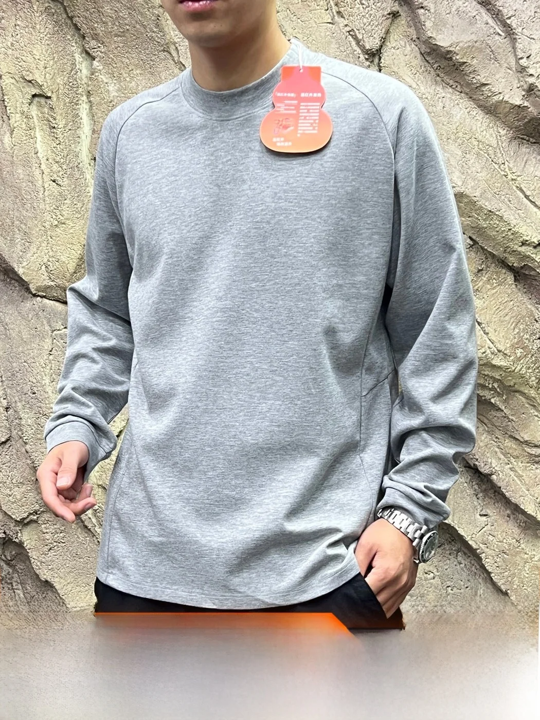 High-End Modal Cotton Long Sleeve T-Shirt round Neck Men's 3D Tailoring Elastic Fit Heat Generating Ideal for Autumn