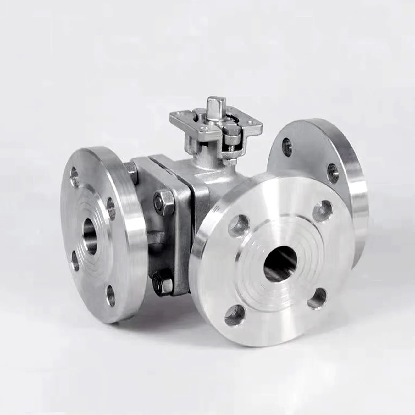 304 الفولاذ المقاوم للصدأ منصة عالية ثلاثية الاتجاه الكرة صمام الكهربائية الهوائية T/L 3 طريقة دليل الكرة صمام 3 "صمام كروي شفة