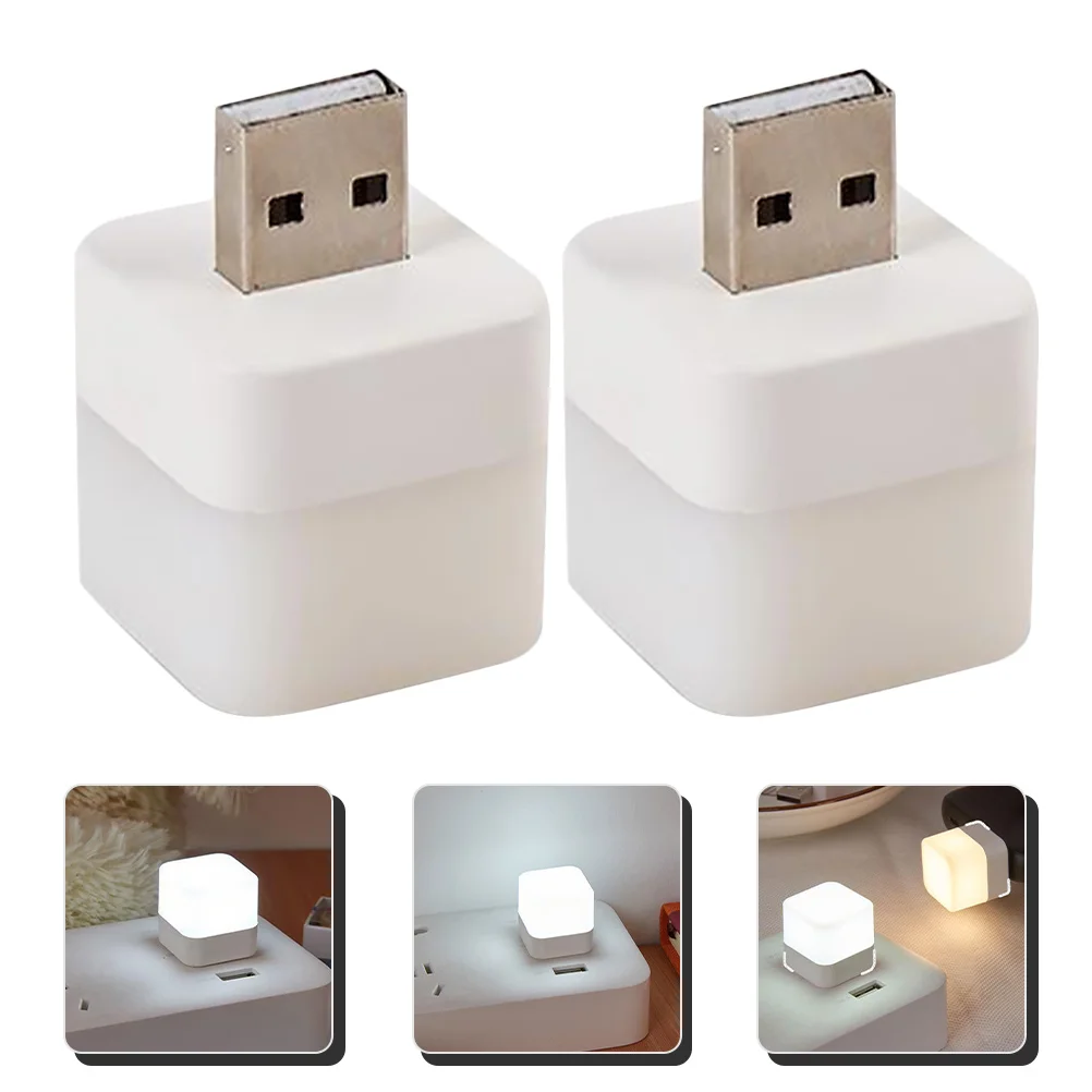 

2pcs Usb Night Light Mini Led Small Portable Long Lasting Durable Eye-Caring Kids Room Plug In Bedside Lamp Modern Light For
