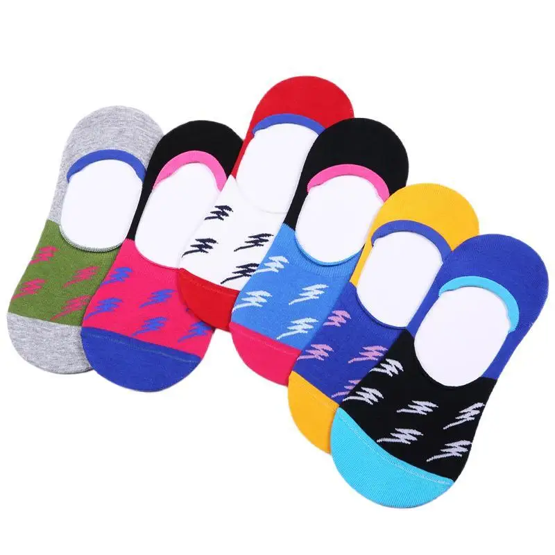 6 Pairs Fashion Men Boat Socks Casual Low Cut Sock Heels Silicone Non-slip Invisible Cotton Socks Summer Unisex Socks