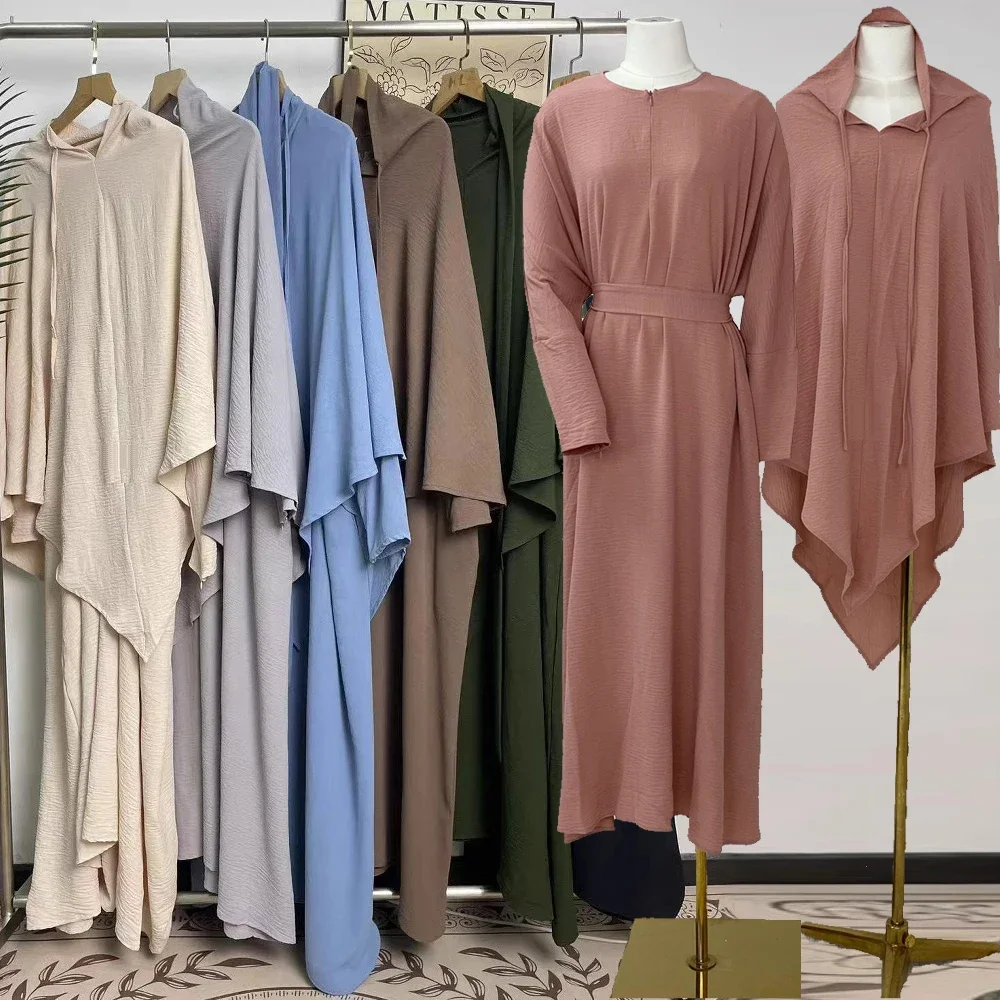 

Комплект из 2 предметов: хиджаб-химар с капюшоном для мусульманок, платье для намаза, абайя, никаб, джеллиба, кафтан для Рамадана