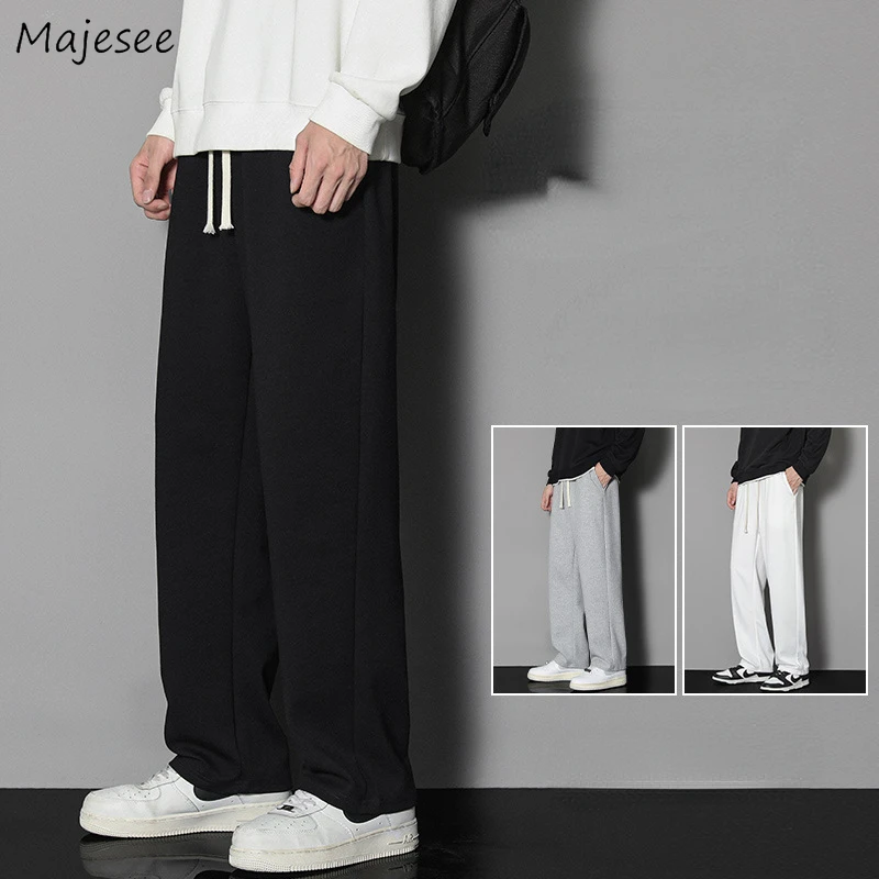 

Casual Pants Men Baggy Solid Simple Joggers All-match Streetwear Handsome All-match Straight Trousers Korean Fashion Clothing