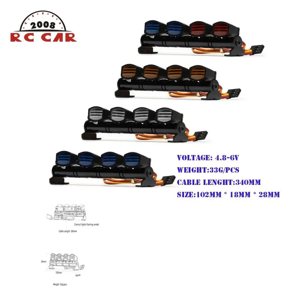 

102mm * 18mm LED Metal 4.8-6V Roof Lamp FOR RC 1/10 Traxxas Axial SCX10 90046 MST Tamiya TRX4