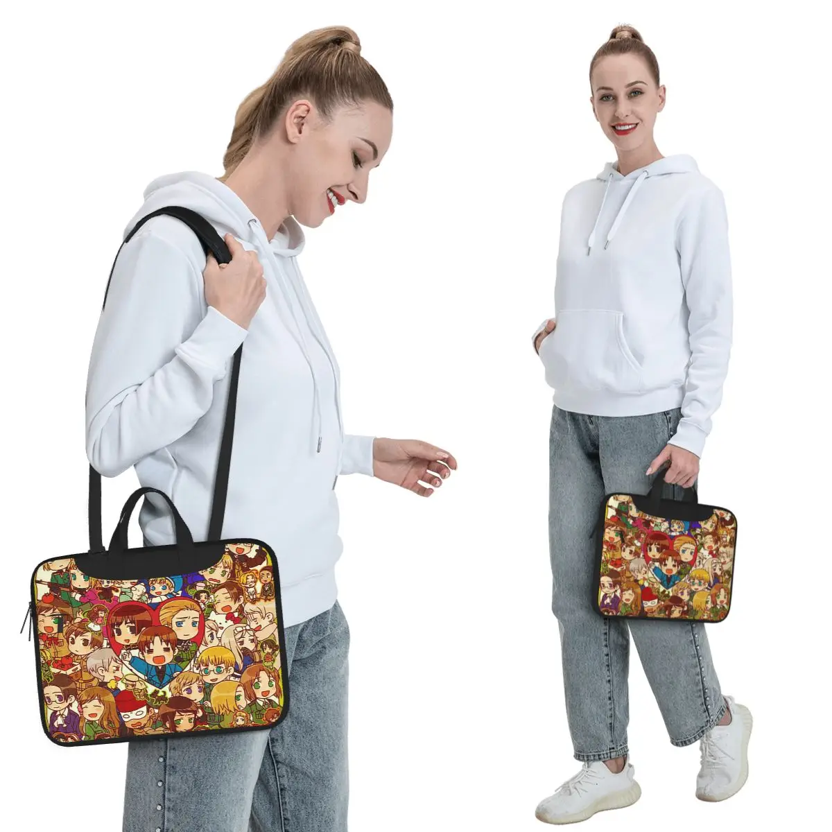 Hetalia Group World Stars Crossbody Laptop Bag Case Computer Bag 13 14 15.6 Inch Notebook Pouch for Macbook Pro Lenovo