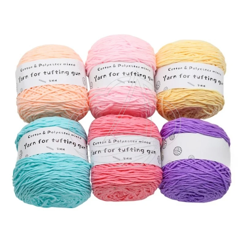 Imagen 3: 6 rollos/set de hilo de tufting sólido de 200M, hilo de algodón de 8 hebras para pistola de tufting, tela Monk, 24 colores, hilo de tejer para bordado Poke