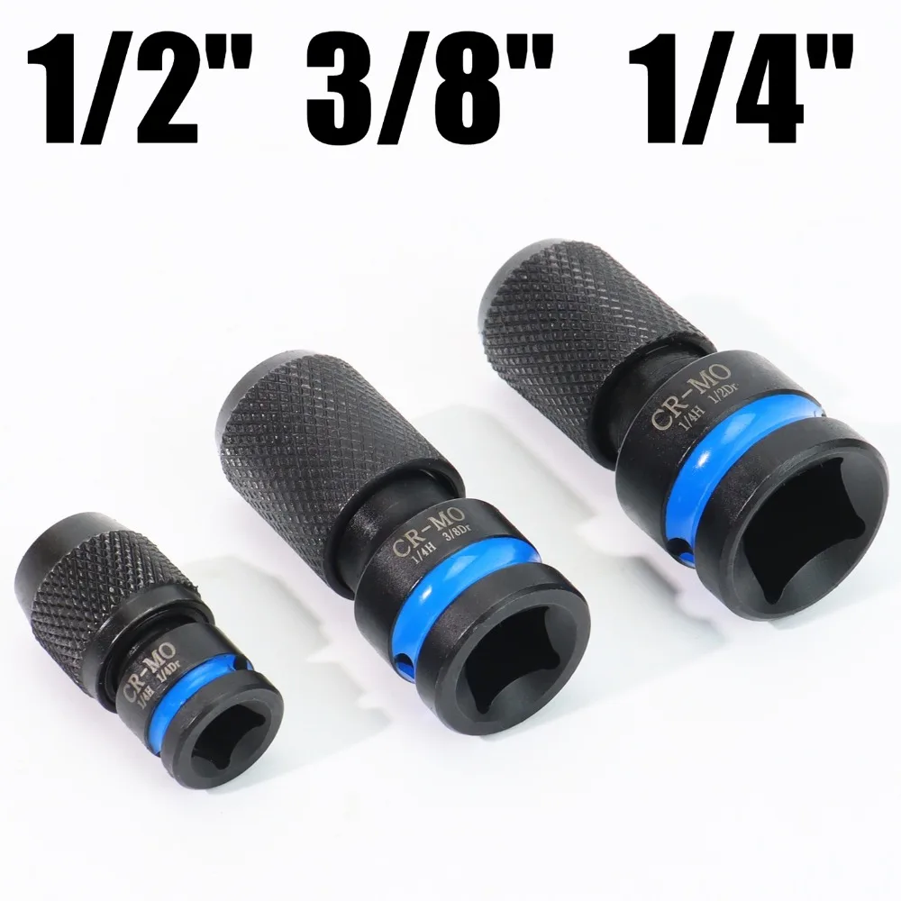 Adaptador de Impacto Sextavado de 1/2, 3/8 e 1/4 Polegadas para Pontas de Parafusadeira com Encaixe Quadrado para Soquete Sextavado de Liberação Rápida de 1/4 Polegadas