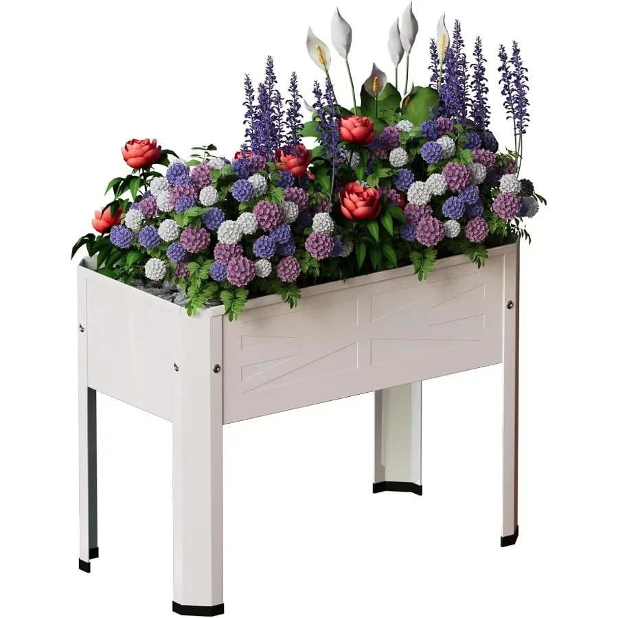 

Raised Garden Bed with Detachable Tall Legs Elevated Metal Planter Box for Growing Fresh Herbs Vegetables Flowers Succulentsand