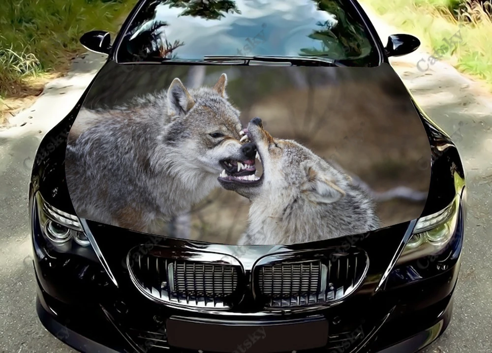 wolf animal Car Hood Decal Vinyl Sticker Graphic Wrap Decal Graphic Hood Decal for Most Vehicles Custom Graphics