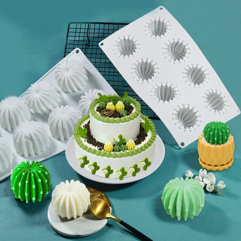 8 Cavity Cactus Silicone Mold DIY Mousse Cake Chocolate Pudding Silicona Mold Kitchen Bakeware Pastry Baking Tools
